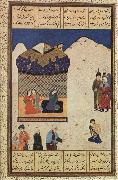 unknow artist Majnun with the Black dog outside Layla-s Camp oil